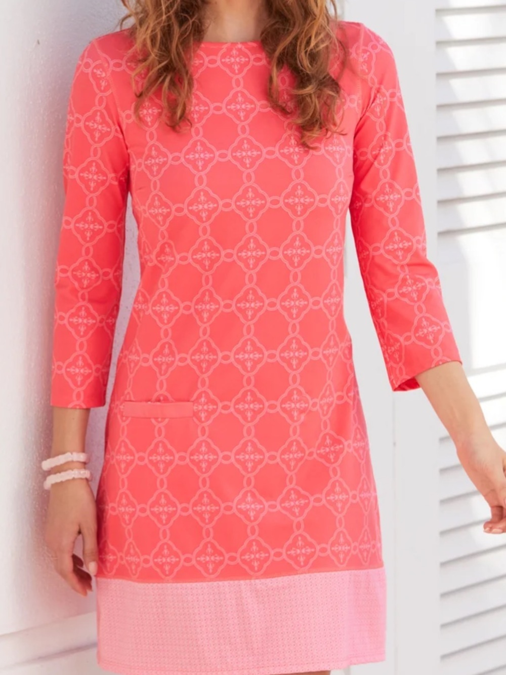 Cabana Life Coral Geometric Midi Dress